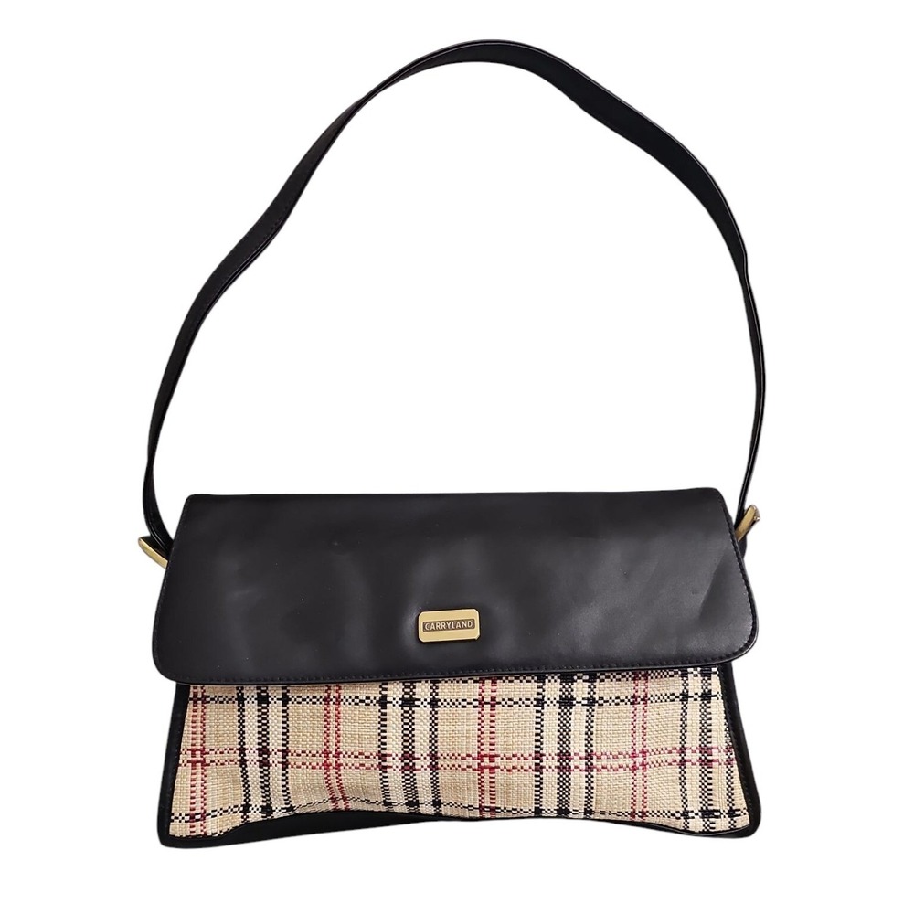 Vintage Carryland Plaid Shoulder Bag Purse Top‎ Handle Handbag Designer